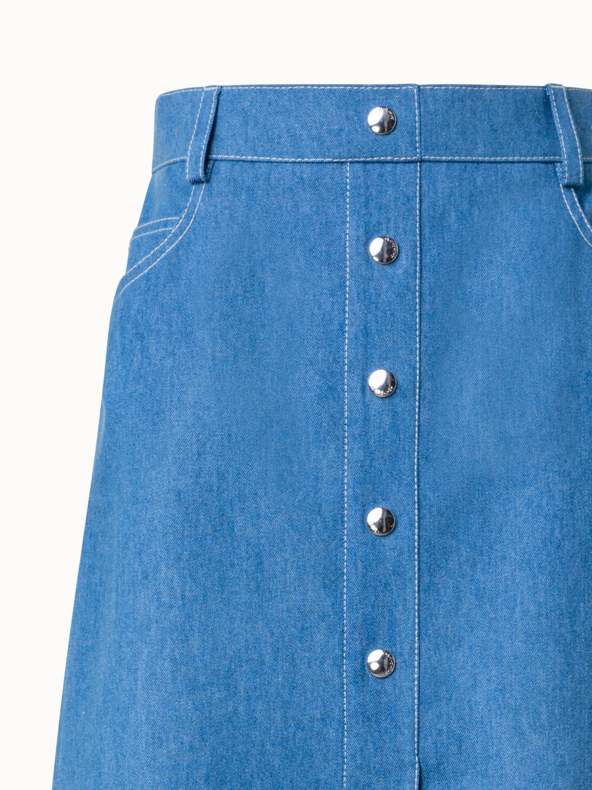 Women High Split Denim Jean Skirt Button Up Gradient Blue A-Line Long Skirt  | eBay